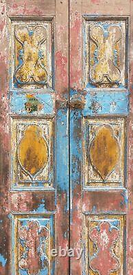 Porte indienne sculptée vintage, Porte indienne antique, Porte en bois de teck, Porte en bois.