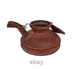 Pot en fer rare et unique de belle forme antique des années 1850 pour huile / ghee