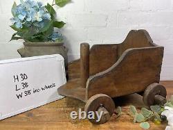 Rare Jouet En Bois Enfant Vintage Antiques Colonial Indien Chariot À Traîner