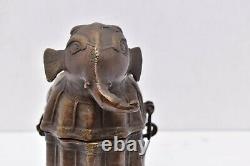Rare Sud Antique Boîte De Dot Bronze Éléphant Indien Antiquités Art Décoratif Vtg