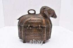 Rare Sud Antique Boîte De Dot Bronze Éléphant Indien Antiquités Art Décoratif Vtg