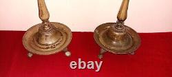 Rare Tiger Pieds Design Christian Brass Bronze Stand Lampe Antique Vintage Old E28