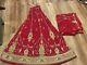Robe De Mariée Traditionnelle Indienne Rouge Vintage Avec Perles Et Travail à La Main