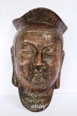 Sculpture de tête en laiton massif vintage sculptée à la main, collection d'antiquités rares en cuivre.