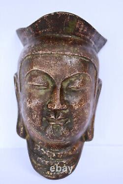 Sculpture de tête en laiton massif vintage sculptée à la main, collection d'antiquités rares en cuivre.