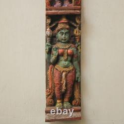 Shiva Parvati Statue Vintage Décoration Murale Verticale Suspension Sculpture Hindu Antique