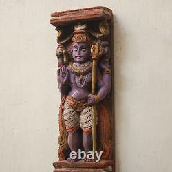 Shiva Parvati Statue Vintage Décoration Murale Verticale Suspension Sculpture Hindu Antique