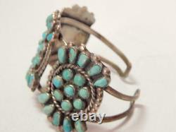 Solid Antique Vintage Pawn Navajo Indien Sterling Argent Turquoise Cuff Bracelet