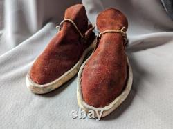 Souliers MOCCASINS antiques FAITS MAIN rustiques TAILLE 9 vintage POSTE DE COMMERCE indien