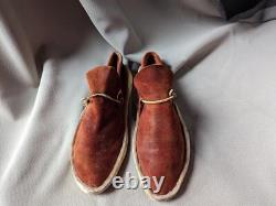 Souliers MOCCASINS antiques FAITS MAIN rustiques TAILLE 9 vintage POSTE DE COMMERCE indien