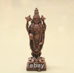 Statue Ancienne de Vishnu Dieu Hindou Balaji Sculpture en Cuivre Vintage Idole de Pooja Rare