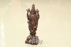 Statue Ancienne de Vishnu Dieu Hindou Balaji Sculpture en Cuivre Vintage Idole de Pooja Rare