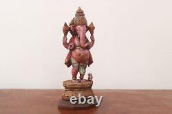 Statue de Ganesh - Sculpture en bois vintage - Antique - Dieu hindou Ganesh - Idole debout