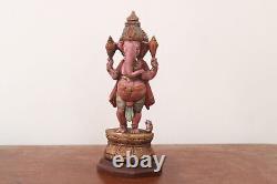 Statue de Ganesh - Sculpture en bois vintage - Antique - Dieu hindou Ganesh - Idole debout