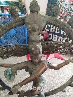Statue de Lord Shiva, dieu de la danse, en laiton antique vintage, grande, lourde et rare