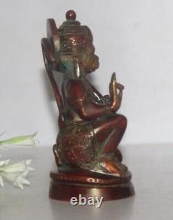 Statue décorative et de collection en laiton ancien Hanuman Dieu Hindou des années 1970 - 8576