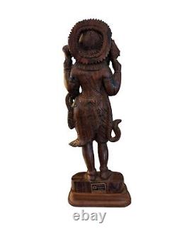 Statue en bois de Lord Shiva hindou sculpté à la main de style vintage de grande taille 13 fabriqué en Inde