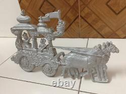 Statue en métal de la charrette de sermon de Geeta du Mahabharat Vintage