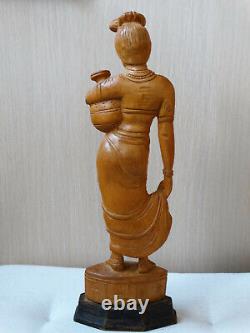 Statut Antique Vieille Main En Bois Sculptée En Bois Pour Femmes Indiennes