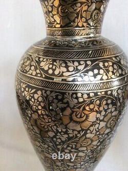 Super Paire De Grands Vases Bidri Vintage En Vgc