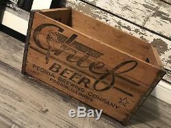Super Rare Vtg 1950 Chief Bière Bois-crate Difficiles À Trouver-indienne! Peoria, IL