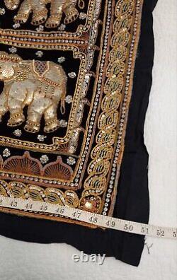 Superbe Grandes Éléphants Tissés à la Main, Brodés Indiens et Birmans, Magnifiques