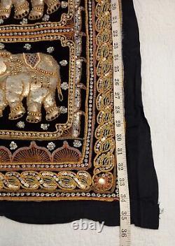 Superbe Grandes Éléphants Tissés à la Main, Brodés Indiens et Birmans, Magnifiques