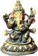 TrÔne De Lotus Ganesha En Bronze Vintage Polychrome & Or Sino-tibÉtain Xxe Siècle