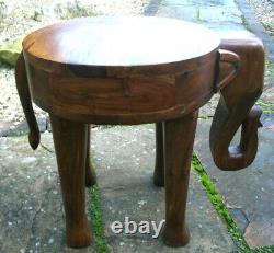 Table D'appoint Pour L'éléphant De Teck Indien Vintage