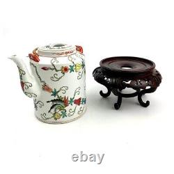 Teapot Vintage Oriental Design Avec Base En Bois Sculptée Home Decor