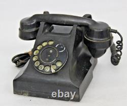 Téléphone fixe rétro à cadran rotatif, modèle Bakélite noire vintage de 1964