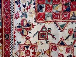 Textile Dharanio Inde Broderie Gujarat Tenture Murale Antique