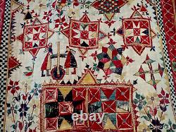 Textile Dharanio Inde Broderie Gujarat Tenture Murale Antique