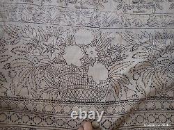 Textile imprimé Kalamkari indien en coton imprimé à bloc Vintage non fini avec motif de paon