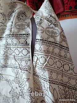 Textile imprimé Kalamkari indien en coton imprimé à bloc Vintage non fini avec motif de paon