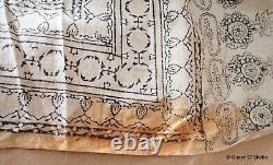 Textile imprimé Kalamkari indien en coton imprimé à bloc Vintage non fini avec motif de paon