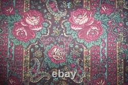 Tissu indien vintage Laura Ashley roses indiennes 5 yards 1996 violet rouge