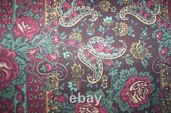 Tissu indien vintage Laura Ashley roses indiennes 5 yards 1996 violet rouge