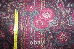 Tissu indien vintage Laura Ashley roses indiennes 5 yards 1996 violet rouge