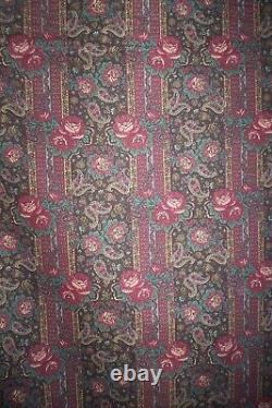 Tissu indien vintage Laura Ashley roses indiennes 5 yards 1996 violet rouge