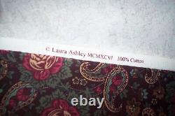 Tissu indien vintage Laura Ashley roses indiennes 5 yards 1996 violet rouge