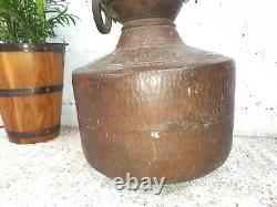 Vase D'eau De Pot D'eau En Cuivre Aux Grandes Mains D'inde Antique Vintage