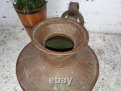 Vase D'eau De Pot D'eau En Cuivre Aux Grandes Mains D'inde Antique Vintage