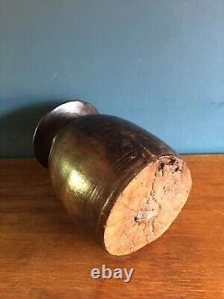 Vase De Vase D'huile En Bois D'inde Vintage Rustique Artisan Sculpté À La Main
