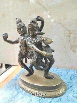 Vieille Antique Vintage Laiton Danser Hindu Dieu Déesse Idol Statue Figurine 18 CM