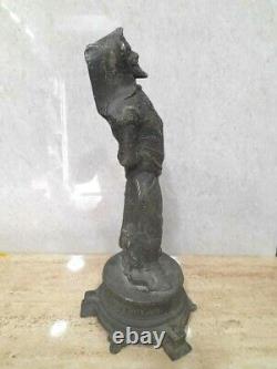 Vieille Antique Vintage Métal Deux Côtés Lady & Man Statue Figurine Showpiece 38 CM