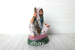 Vieille Clay Terracotta Figure De Saint Meera Bai Devotee De Shree Krishna Bw-52