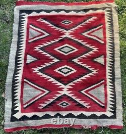 Vieille Couverture De Laine Navajo Rug Native American Indian Textile Antique 62x52
