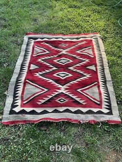 Vieille Couverture De Laine Navajo Rug Native American Indian Textile Antique 62x52