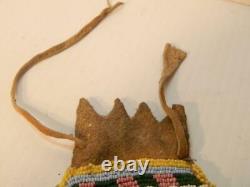 Vieille Iowa Ancienne Des Prairies / Mesquakie (sac+fox) Pochette Perlée Indienne